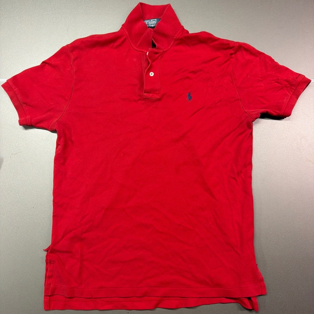 Polo Ralph Lauren Red‎ Short Sleeve Collared Logo Polo Shirt Men's Size M